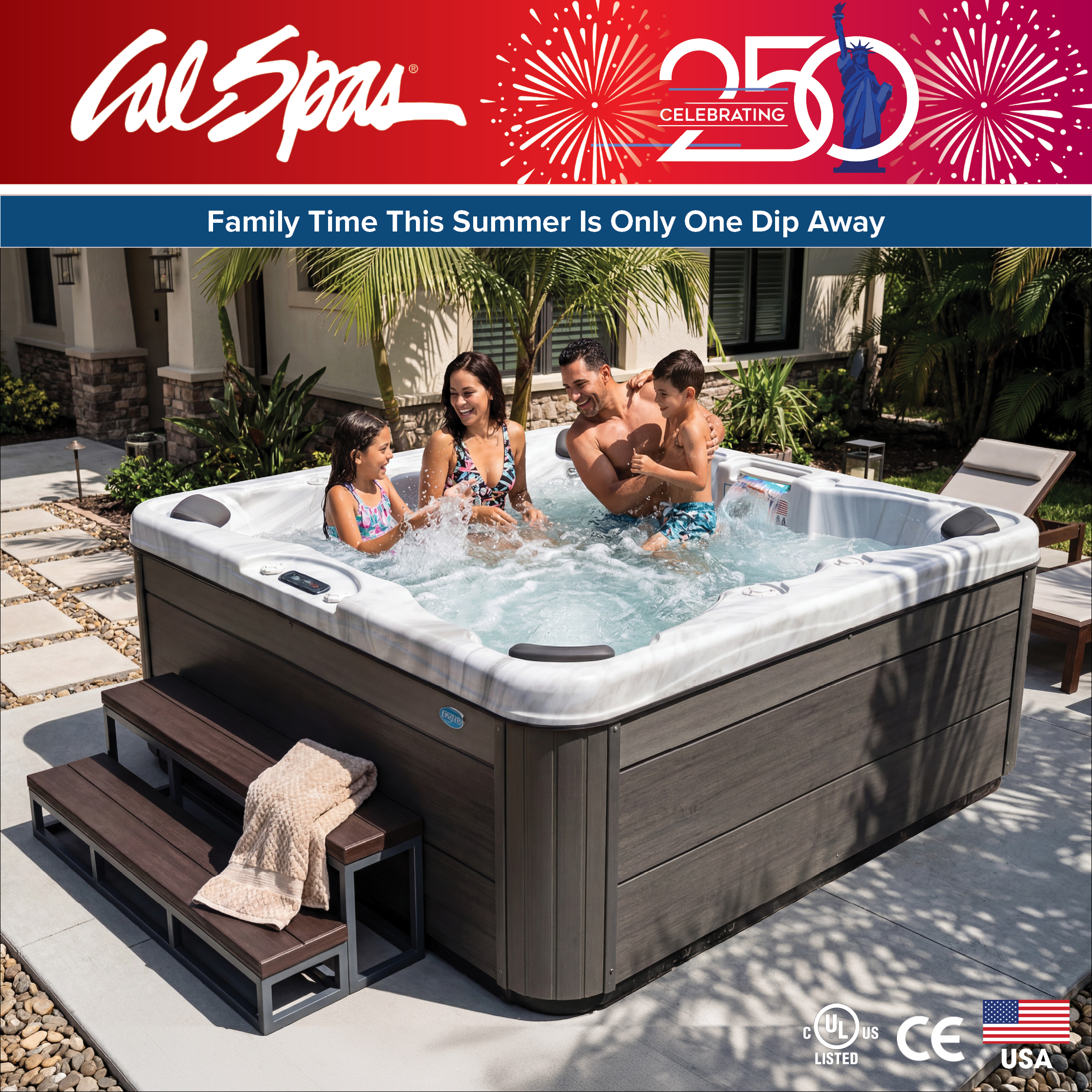 Calspas hot tub being used in a family setting - Valdosta